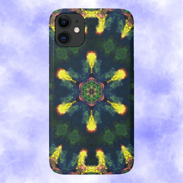 Psychedelic Hippie Yellow Blue and Green Case-Mate iPhone Case (Creator Uploaded)
