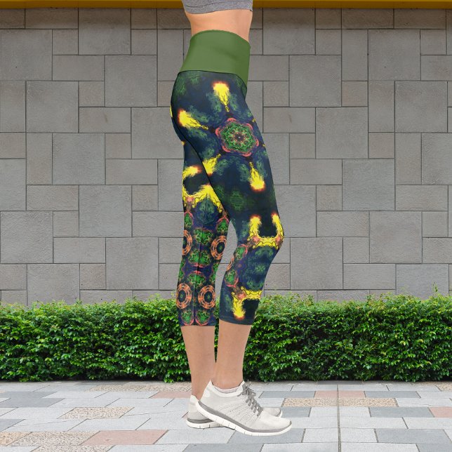 Psychedelic Hippie Yellow Green and Blue Leggings (Creator Uploaded)