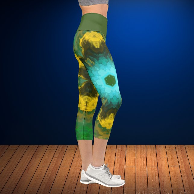 Psychedelic Hippie Yellow Green and Cyan Leggings (Creator Uploaded)