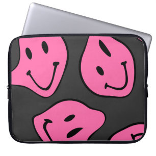 Psychedelic hipster faces, seamless design. laptop sleeve