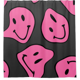 Psychedelic hipster faces, seamless design. shower curtain