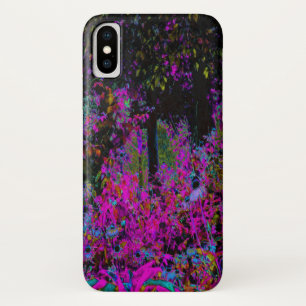 Psychedelic Hot Pink and Black Garden Sunrise iPhone X Case