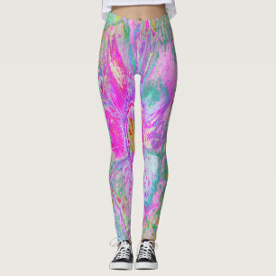 Psychedelic Hot Pink and Ultra-Violet Hibiscus Leggings