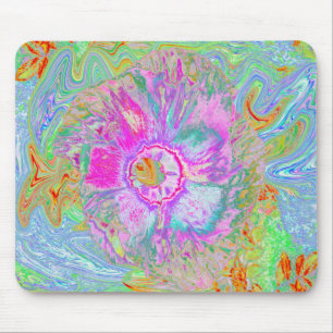 Psychedelic Hot Pink and Ultra-Violet Hibiscus Mouse Pad