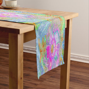 Psychedelic Hot Pink and Ultra-Violet Hibiscus Short Table Runner