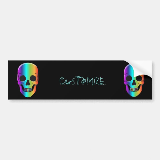 Psychedelic Human Skull Thunder_Cove Bumper Sticker (Front)
