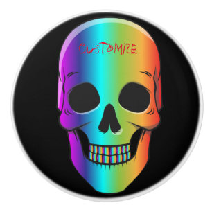 Psychedelic Human Skull Thunder_Cove Ceramic Knob