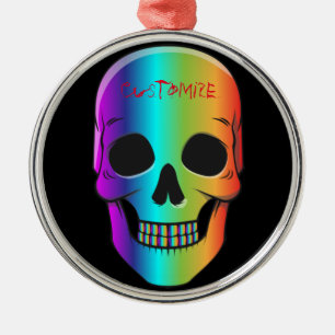 Psychedelic Human Skull Thunder_Cove Metal Ornament