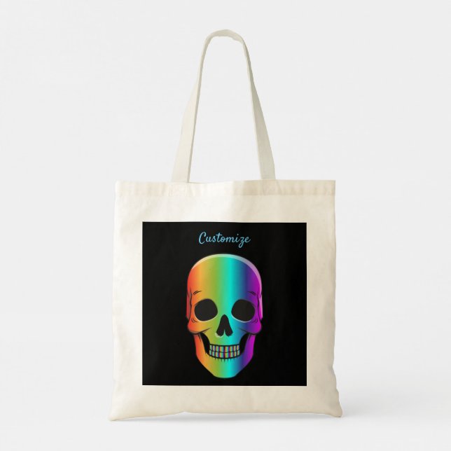 Psychedelic Human Skull Thunder_Cove Tote Bag (Back)
