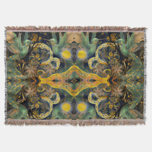 Psychedelic Hummingbird Trip Art Mirror Throw Blanket