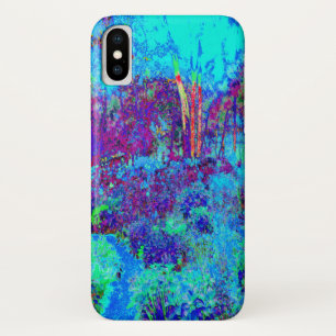 Psychedelic Impressionistic Blue Garden Landscape iPhone X Case