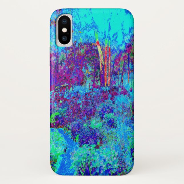 Psychedelic Impressionistic Blue Garden Landscape Case-Mate iPhone Case (Back)