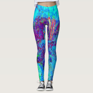 Psychedelic Impressionistic Blue Garden Landscape Leggings