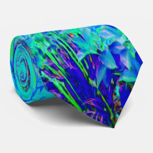 Psychedelic Impressionistic Blue Garden Landscape Tie