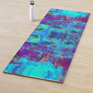 Psychedelic Impressionistic Blue Garden Landscape Yoga Mat