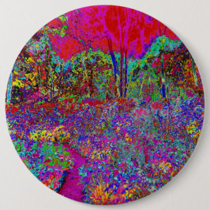 Psychedelic Impressionistic Garden Landscape 6 Cm Round Badge