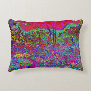 Psychedelic Impressionistic Garden Landscape Decorative Cushion
