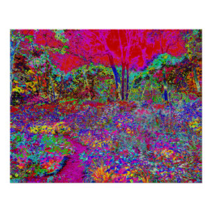 Psychedelic Impressionistic Garden Landscape Poster