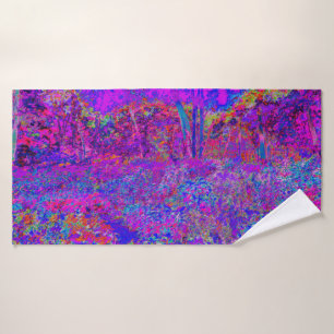 Psychedelic Impressionistic Purple Landscape Bath Towel