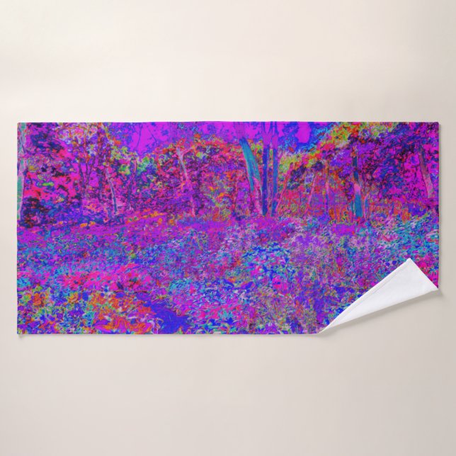 Psychedelic Impressionistic Purple Landscape Bath Towel (Bath Towel)