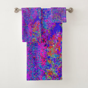 Psychedelic Impressionistic Purple Landscape Bath Towel Set
