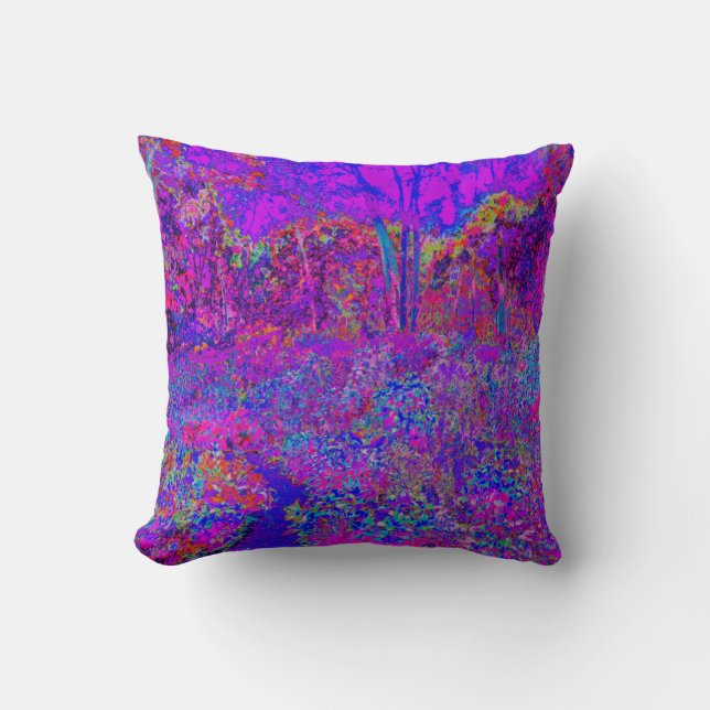 Psychedelic Impressionistic Purple Landscape Cushion (Front)