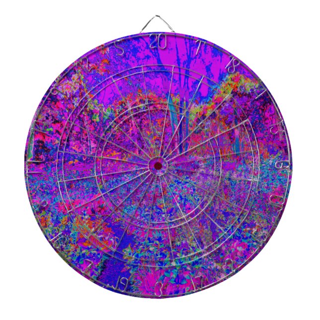 Psychedelic Impressionistic Purple Landscape Dartboard (Front)