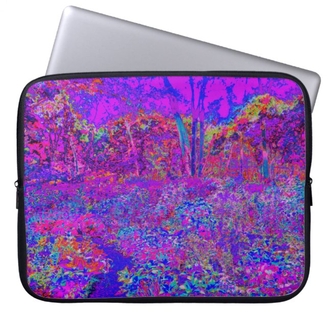Psychedelic Impressionistic Purple Landscape Laptop Sleeve (Front)