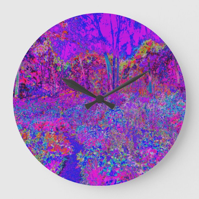 Psychedelic Impressionistic Purple Landscape Large Clock (Front)