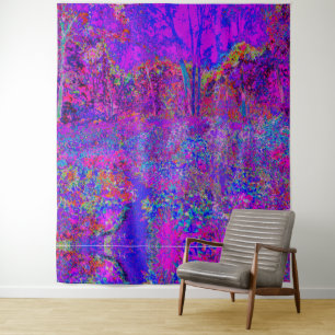 Psychedelic Impressionistic Purple Landscape Tapestry