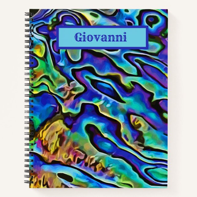 Psychedelic Irridescent Abalone Seashell Notebook (Front)