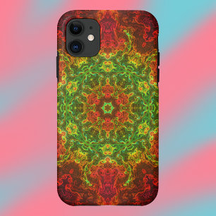 Psychedelic Kaleidoscope Flower Green and Red