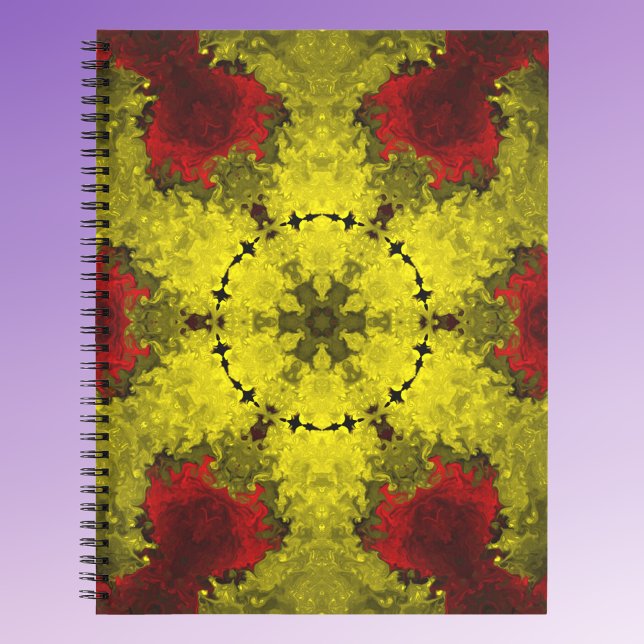 Psychedelic Kaleidoscope Flower Red and Yellow Notebook (Creator Uploaded)