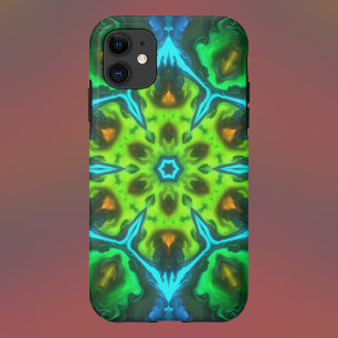Psychedelic Kaleidoscope Green Blue and Orange