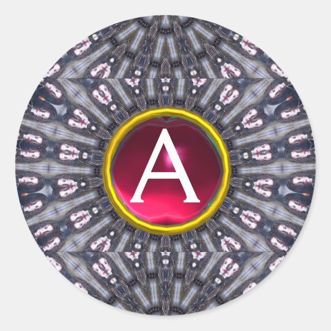 PSYCHEDELIC KALEIDOSCOPE /MYSTIC MEMORIES monogram Classic Round Sticker (Front)