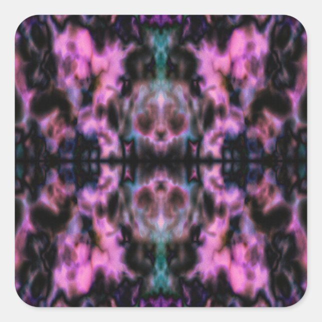 Psychedelic kaleidoscope pattern square sticker (Front)