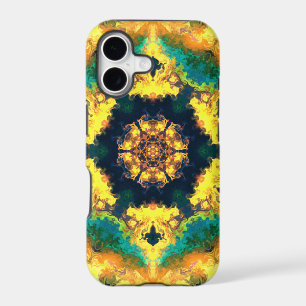 Psychedelic Kaleidoscope Yellow Blue and Green