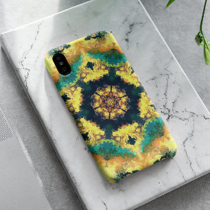 Psychedelic Kaleidoscope Yellow Blue and Green iPhone 11 Case