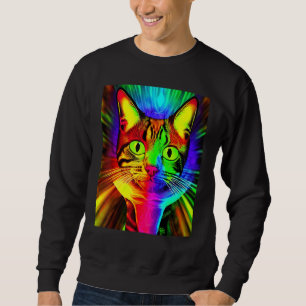 Psychedelic Kitty Kitten In Cat Style Sweatshirt