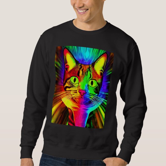 Psychedelic Kitty Kitten In Cat Style Sweatshirt (Front)