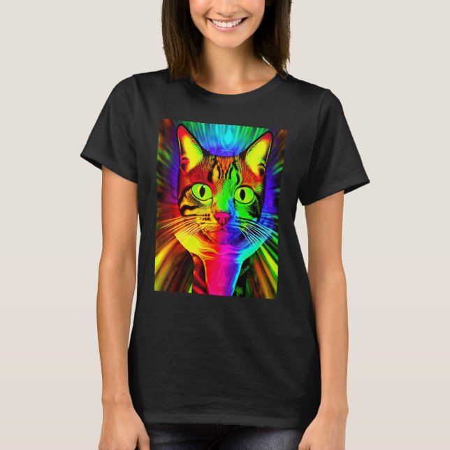 Psychedelic Kitty Kitten In Cat Style T-Shirt (Front)