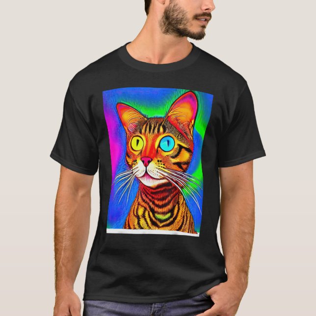 Psychedelic Kitty Kitten  In Cat Style T-Shirt (Front)