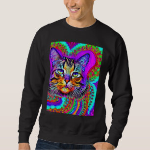 Psychedelic Kitty Kitten Lover In Cat Art Style_3 Sweatshirt