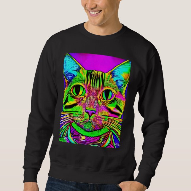 Psychedelic Kitty Kitten Lover In Cat Art Style Sweatshirt (Front)