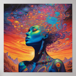 Psychedelic Lady Poster