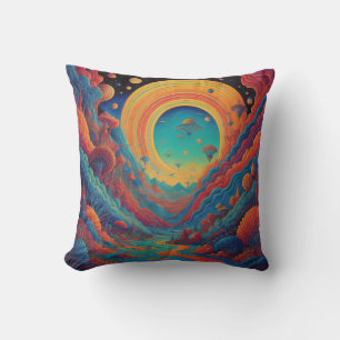 Psychedelic Landscape Journey  Cushion
