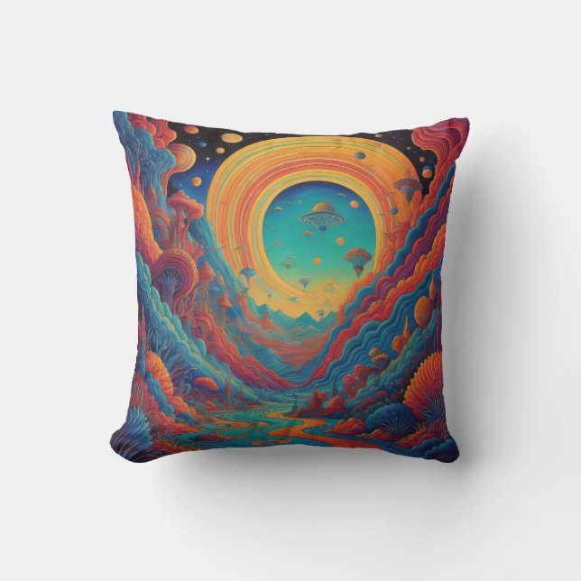 Psychedelic Landscape Journey  Cushion (Front)