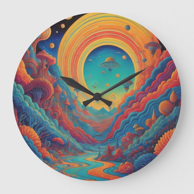 Psychedelic Landscape Journey  Large Clock (Front)