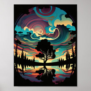 Psychedelic landscape poster