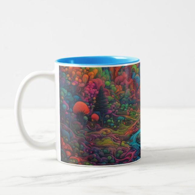 Psychedelic Landscape  Two-Tone Coffee Mug (Left)